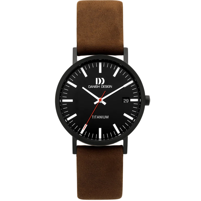 Danish Design Gløbe IQ34Q199 Rhine Armbanduhr Schwarz-Braun • Titangehäuse • Mineralglas