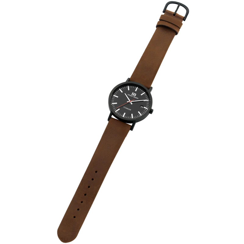 Danish Design Gløbe IQ34Q199 Rhine Armbanduhr Schwarz-Braun • Titangehäuse • Mineralglas
