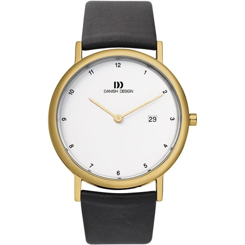 Danish Design Elbe IQ15Q881 Herrenuhr • Titan-Gehäuse vergoldet • Mineralglas mit Datum