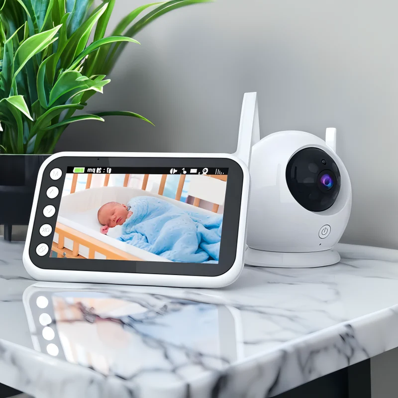 Babymonitor met Nachtzicht 1080p HD Camera Temperatuurweergave Tweerichtingsaudio Veilige Babybewaking | Sansoti