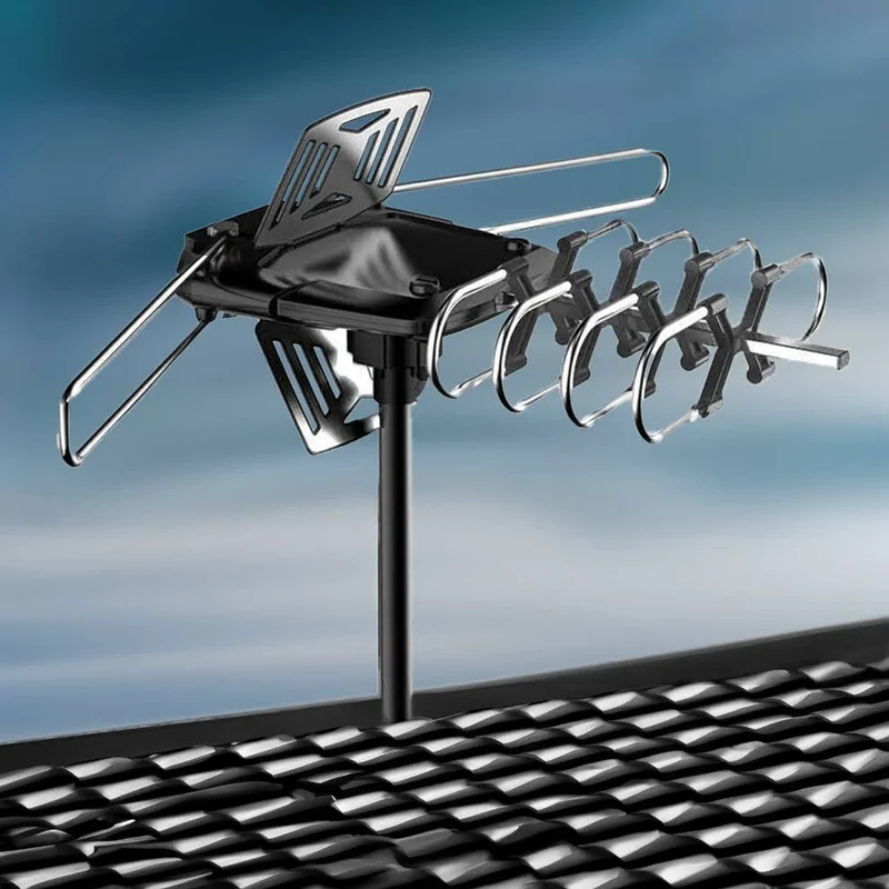 Buitenantenne HD TV 360° Draaibaar met Montagepaal Digitale Zenders Lange Afstand Outdoor Antenne Weerbestendig | Sansoti