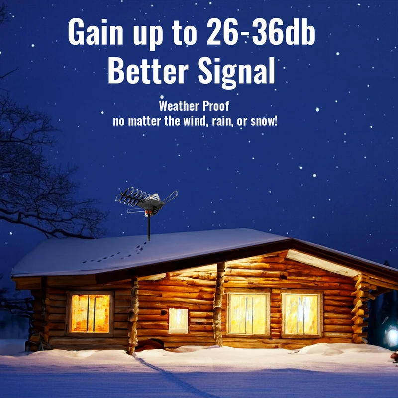 Digitale Buitenantenne 4K UHF VHF 360° Ontvangst HD TV Signaalversterker Outdoor Antenne 10m Kabel DVB-T2 | Sansoti