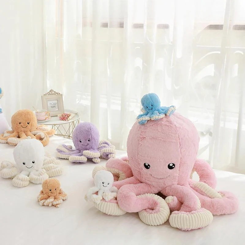 Zachte Octopus Knuffel XXL - Pluche Decoratiekussen 40-80cm - Kinderkamer Speelgoed Decoratie Cadeau | Sansoti