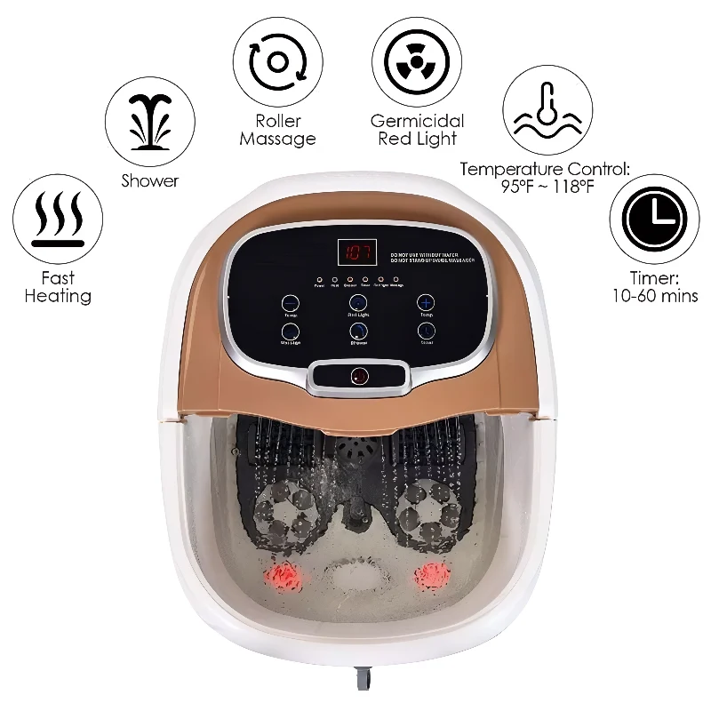 Voetenbad Massageapparaat met Motorrollers Waterstraal en Roodlicht Therapie voor Ontspanning Thuisspa | Sansoti