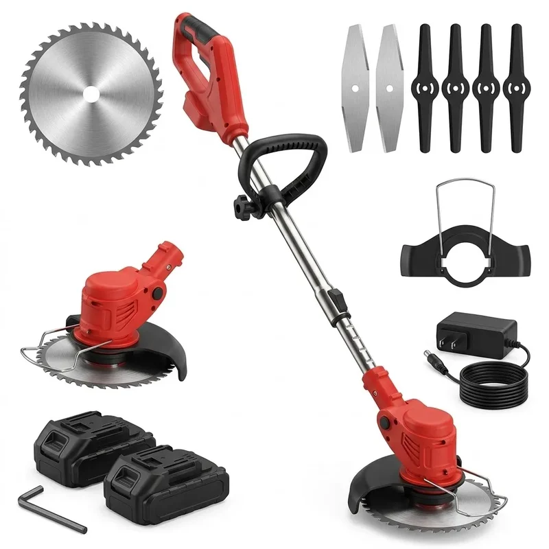 Draadloze Grastrimmer Oplaadbaar 24V 600W Telescopisch 92-122cm Metalen Mes Tuin Onkruidsnijder Gazon | Sansoti