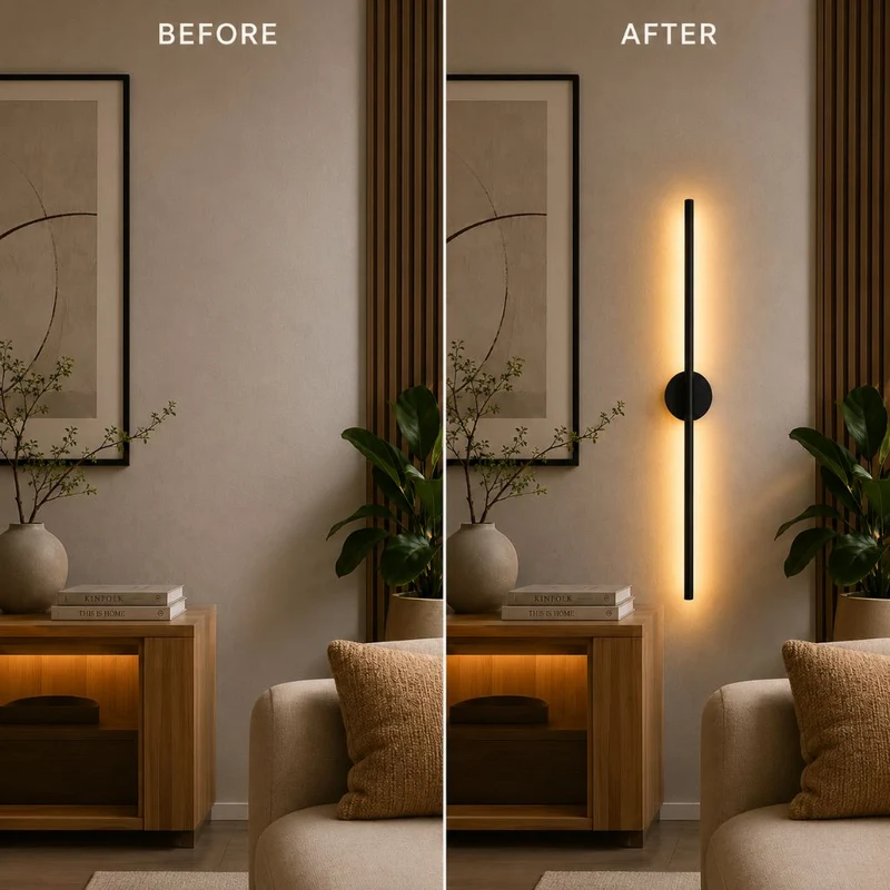 Lineaire Wandlamp LED Zwart Aluminium Mat Smal Design Modern Sfeervol Verlichting voor Slaapkamer Woonkamer Hal | Sansoti