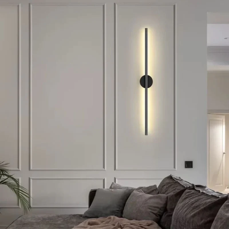 Lineaire Wandlamp LED Zwart Aluminium Mat Smal Design Modern Sfeervol Verlichting voor Slaapkamer Woonkamer Hal | Sansoti