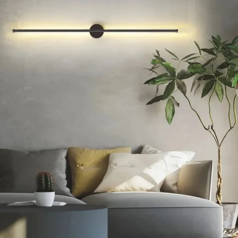 Lineaire Wandlamp LED Zwart Aluminium Mat Smal Design Modern Sfeervol Verlichting voor Slaapkamer Woonkamer Hal | Sansoti