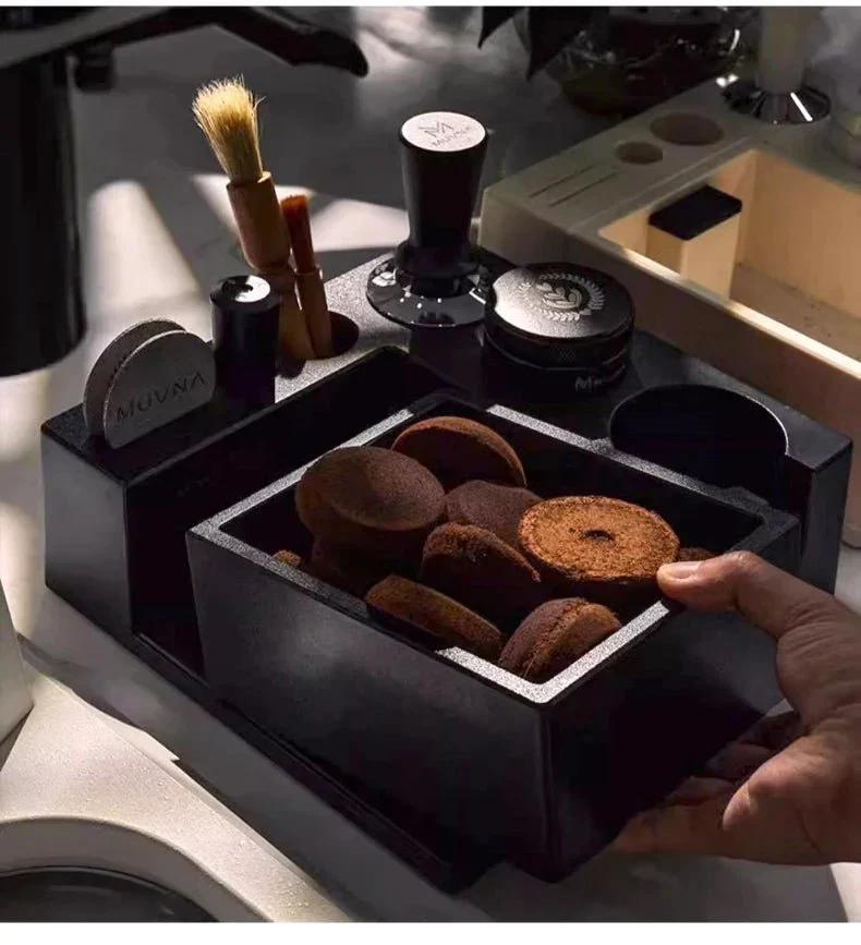 Espresso Tampingstation met Klopbak voor Koffiemaling 51-58mm Verstelbaar Barista Werkstation Koffiehoek | Sansoti