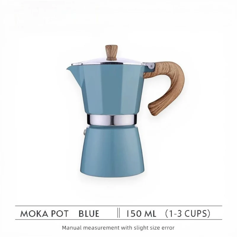 Espressokan Aluminium Blauw Moka Koffiemaker Stovetop 150ml 300ml Italiaans Design Koffiezetten Thuis | Sansoti