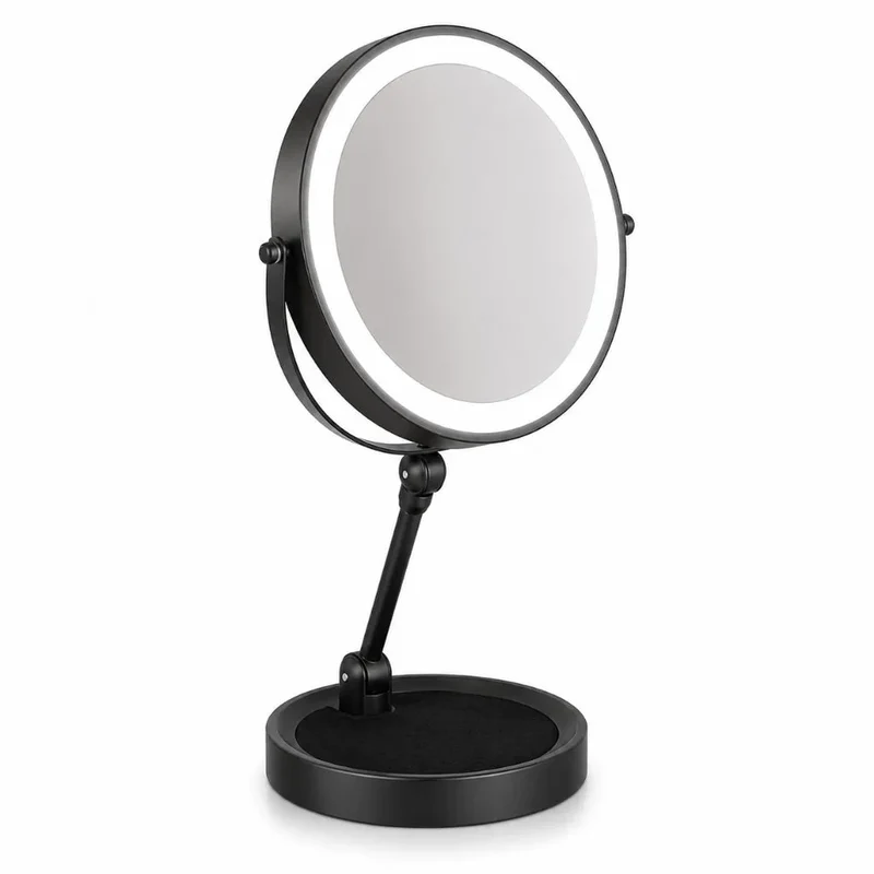 Verlichte Make-up Spiegel 10x Vergroting Dubbelzijdig LED Aanraakbediening Oplaadbaar Draaibaar voor Badkamer | Sansoti