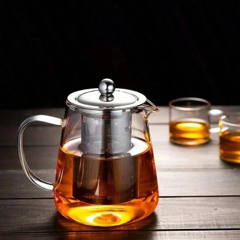 Glazen Theepot met RVS Theezeef 550ml 950ml 1300ml Hittebestendig Borosilicaatglas Transparant Thee Zetten | Sansoti