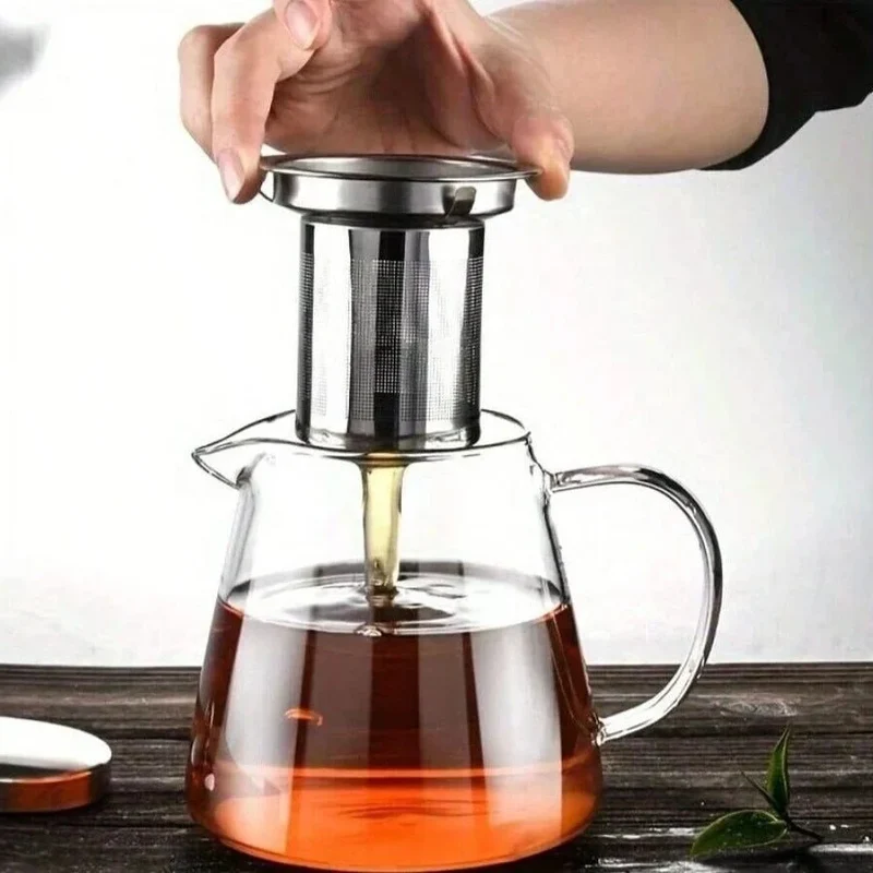 Glazen Theepot met RVS Theezeef 550ml 950ml 1300ml Hittebestendig Borosilicaatglas Transparant Thee Zetten | Sansoti