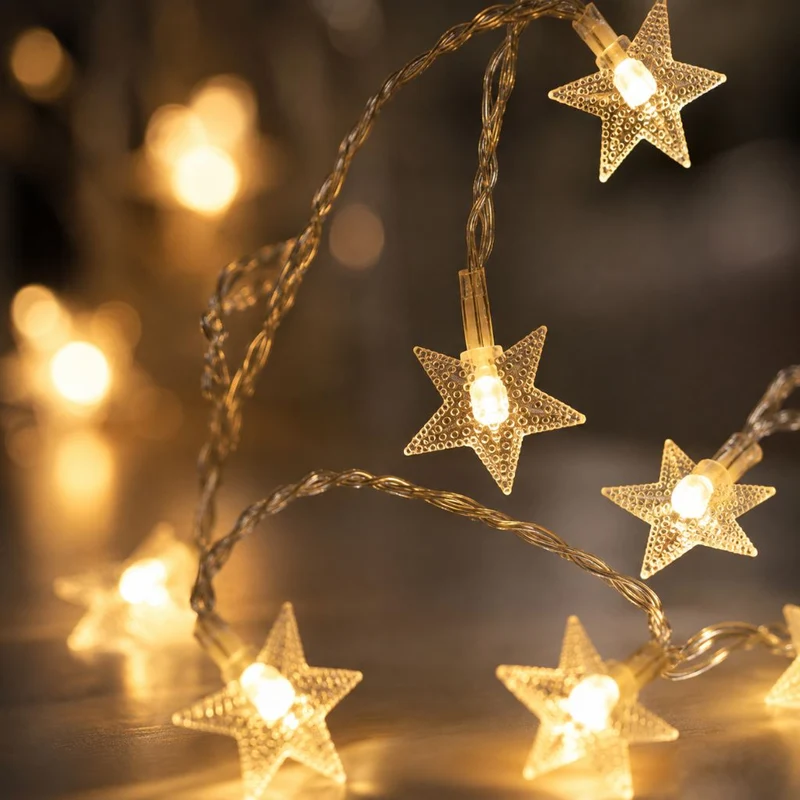 Batterij Fairy Lights Warm Wit LED Lichtsnoer Kinderkamer Babykamer Sfeerlicht Decoratie Sterren Nachtlampje | Sansoti