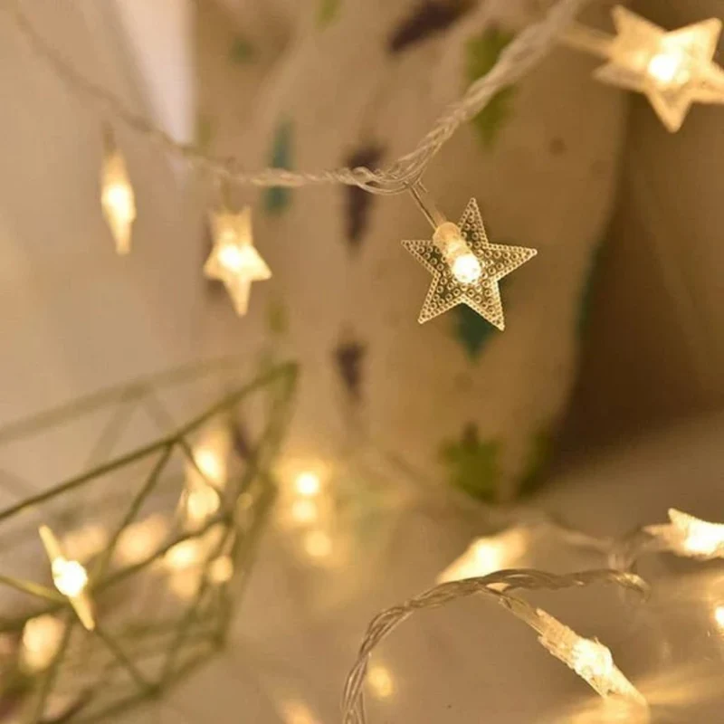Batterij Fairy Lights Warm Wit LED Lichtsnoer Kinderkamer Babykamer Sfeerlicht Decoratie Sterren Nachtlampje | Sansoti