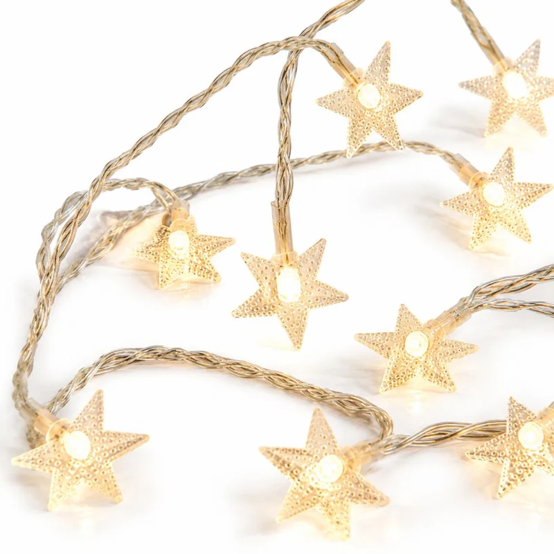 Batterij Fairy Lights Warm Wit LED Lichtsnoer Kinderkamer Babykamer Sfeerlicht Decoratie Sterren Nachtlampje | Sansoti
