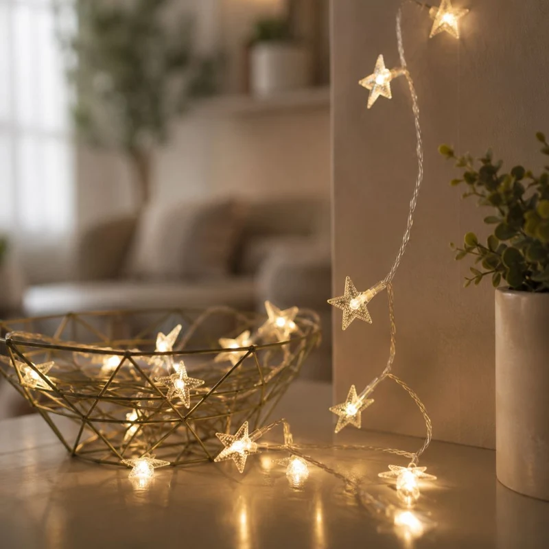 Batterij Fairy Lights Warm Wit LED Lichtsnoer Kinderkamer Babykamer Sfeerlicht Decoratie Sterren Nachtlampje | Sansoti