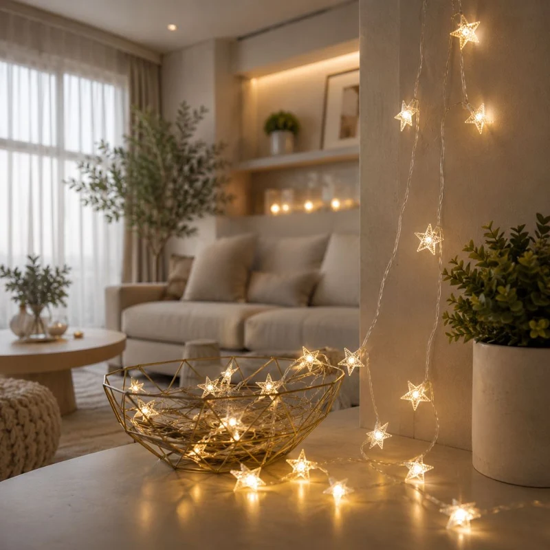 Batterij Fairy Lights Warm Wit LED Lichtsnoer Kinderkamer Babykamer Sfeerlicht Decoratie Sterren Nachtlampje | Sansoti