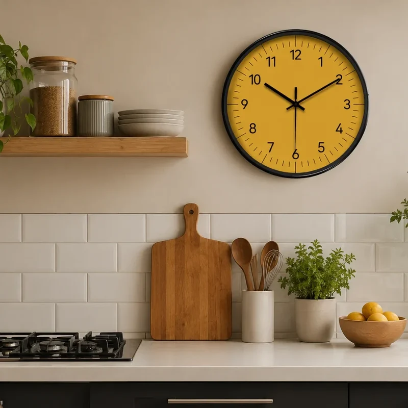 Wandklok Geel Stil Uurwerk 25-35cm Scandinavisch Minimalistisch Design Analoog Woonkamer Slaapkamer Keuken | Sansoti