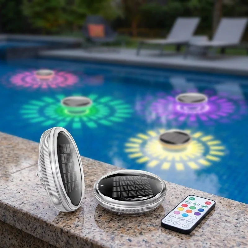 Drijvende Zwembadverlichting op Zonne-Energie met Afstandsbediening 9 Kleuren IP67 Waterdicht voor Tuin | Sansoti