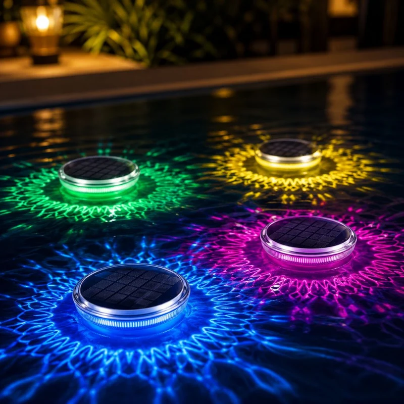 Drijvende Zwembadverlichting op Zonne-Energie met Afstandsbediening 9 Kleuren IP67 Waterdicht voor Tuin | Sansoti