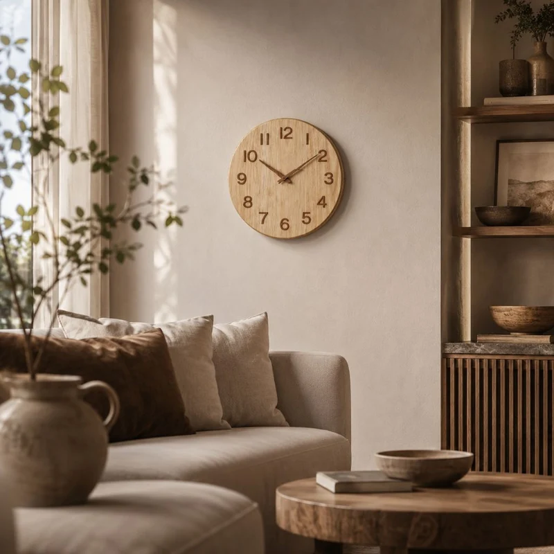 Stille Houten Wandklok Scandinavische Stijl Woonkamer Slaapkamer Decoratie Natuurlijk Hout Interieur | Sansoti