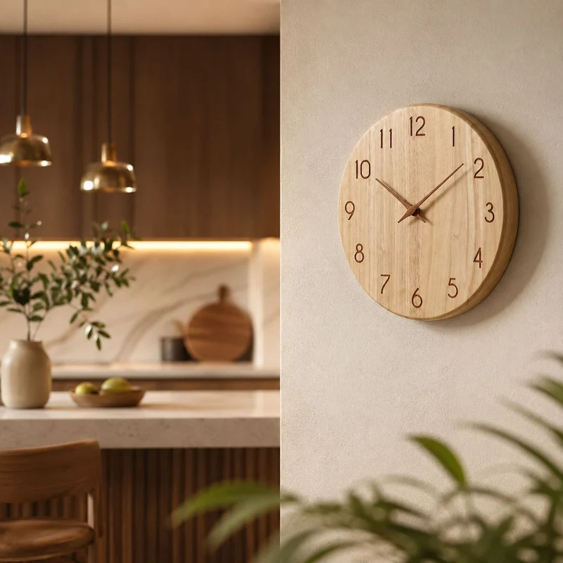 Stille Houten Wandklok Scandinavische Stijl Woonkamer Slaapkamer Decoratie Natuurlijk Hout Interieur | Sansoti
