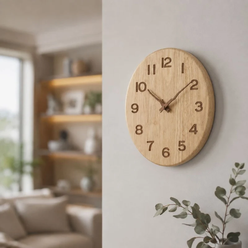 Stille Houten Wandklok Scandinavische Stijl Woonkamer Slaapkamer Decoratie Natuurlijk Hout Interieur | Sansoti