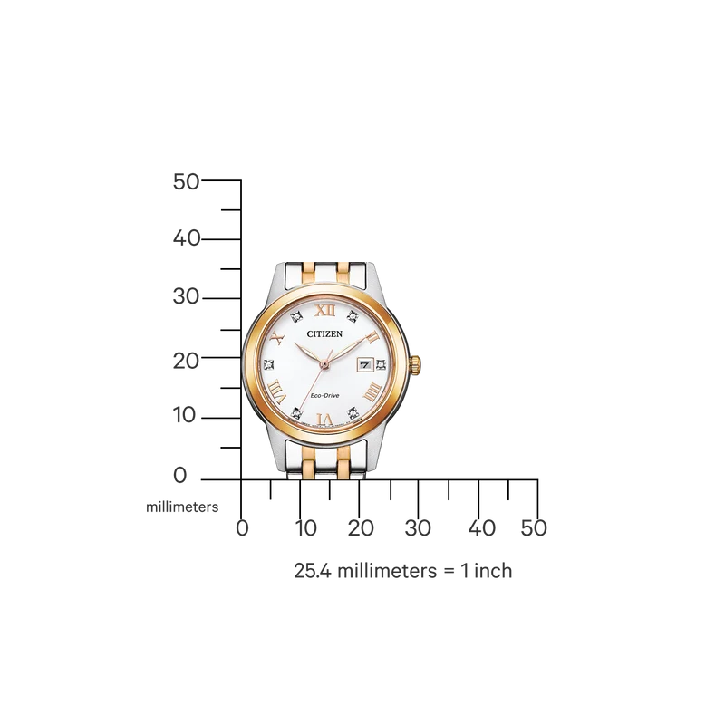 Citizen Eco-Drive Elegance FE1246-85A Damenuhr Bicolor • Solarbetrieb • Datumsanzeige