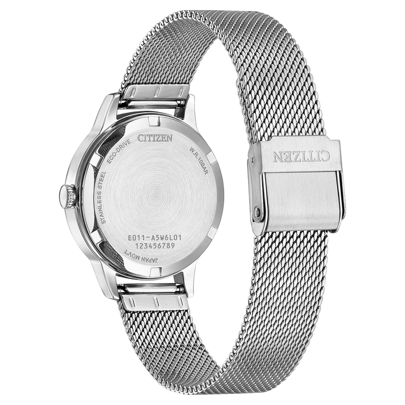Citizen Eco-Drive Elegance EW2621-75M Damenuhr Silber • Milanaise-Armband • Saphirglas