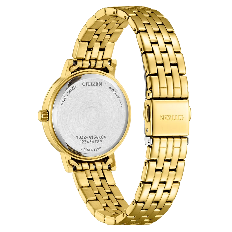 Citizen Elegance EL3102-50D Damenuhr Weiß • Perlmutt-Zifferblatt • Vergoldetes Edelstahlarmband