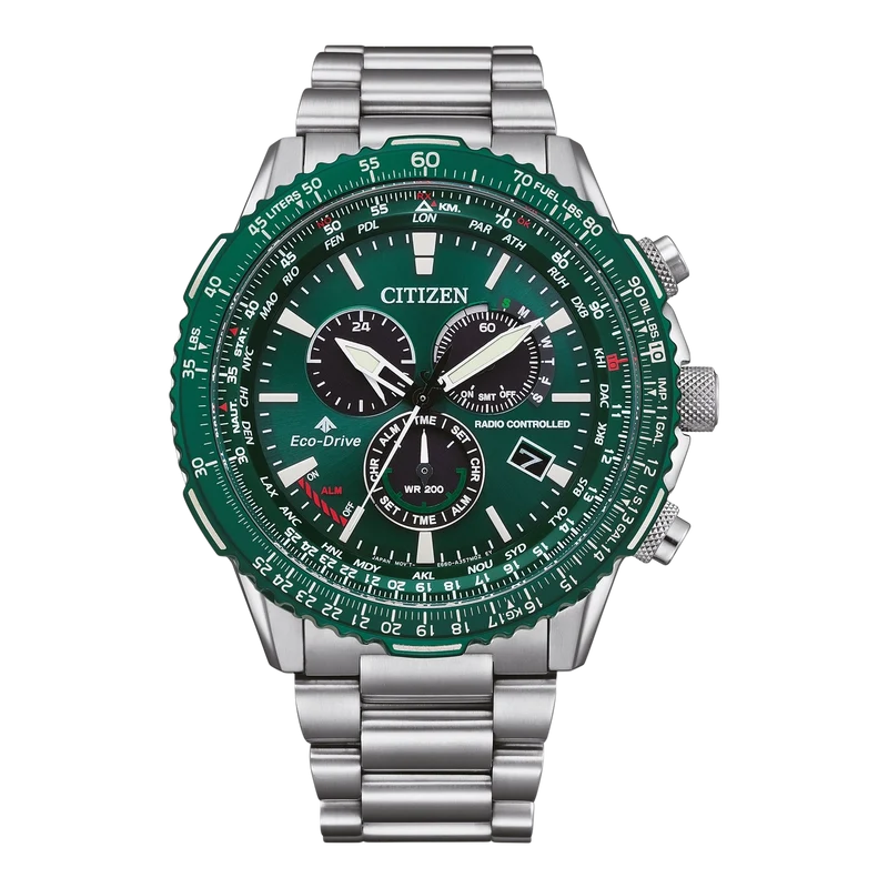 Citizen CB5004-59W Promaster Herrenuhr Grün • Funk Eco-Drive • Saphirglas