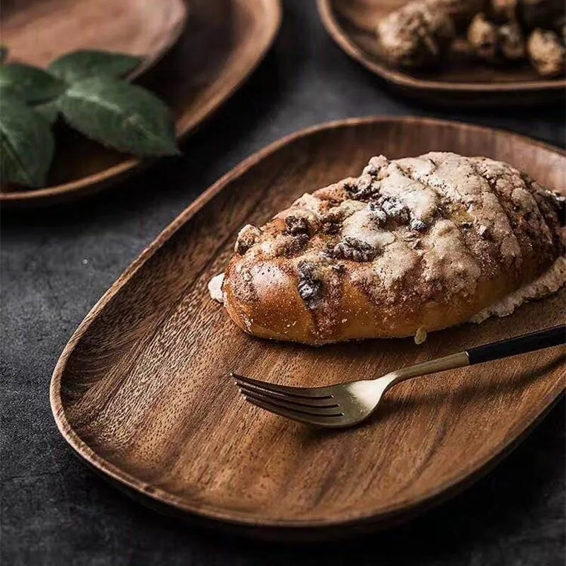 Houten Serveerplank Acacia Rechthoekig Ovaal Rond Hapjesplank Snijplank Ontbijt Diner Keuken Tafel Serving | Sansoti