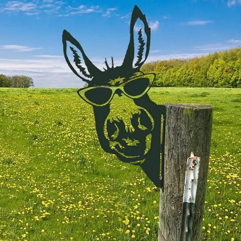 Metalen Boerderijdier Wanddecoratie 28x29cm Bruin Ijzer Tuinornament Rustiek Buitendecor Handgemaakt | Sansoti