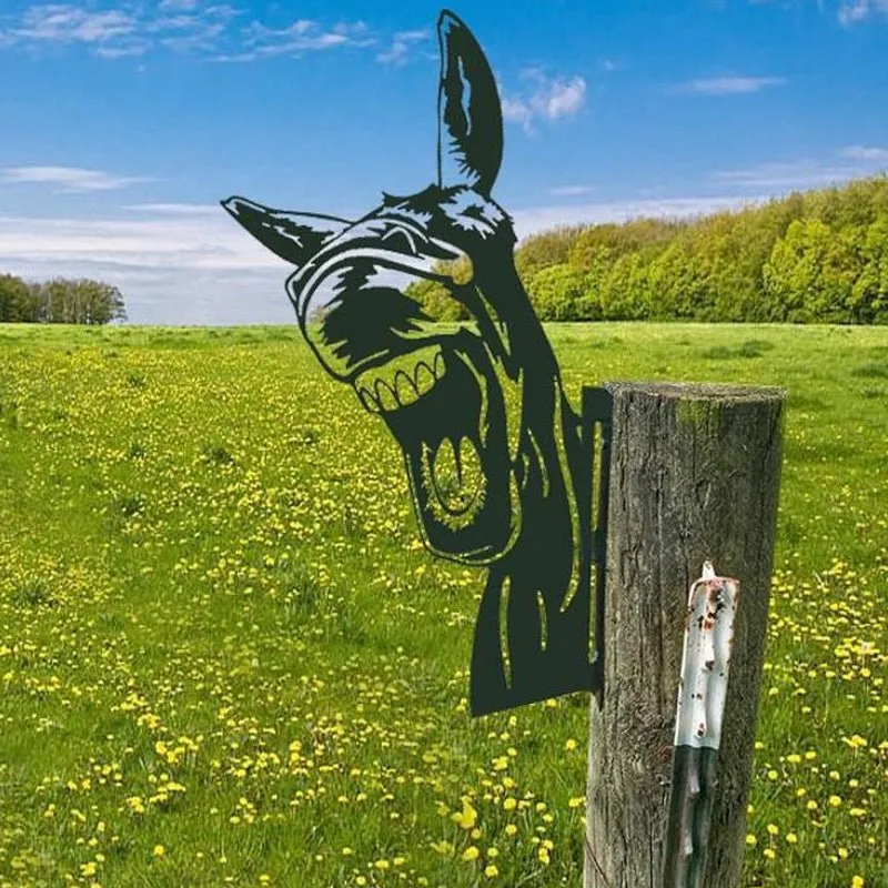 Metalen Boerderijdier Wanddecoratie 28x29cm Bruin Ijzer Tuinornament Rustiek Buitendecor Handgemaakt | Sansoti
