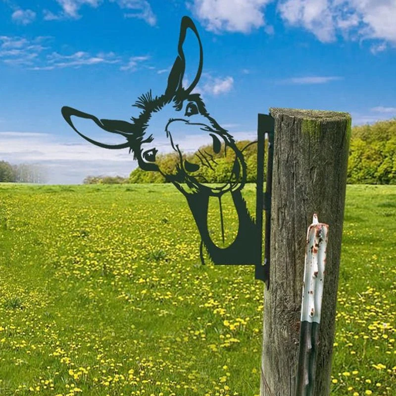 Metalen Boerderijdier Wanddecoratie 28x29cm Bruin Ijzer Tuinornament Rustiek Buitendecor Handgemaakt | Sansoti