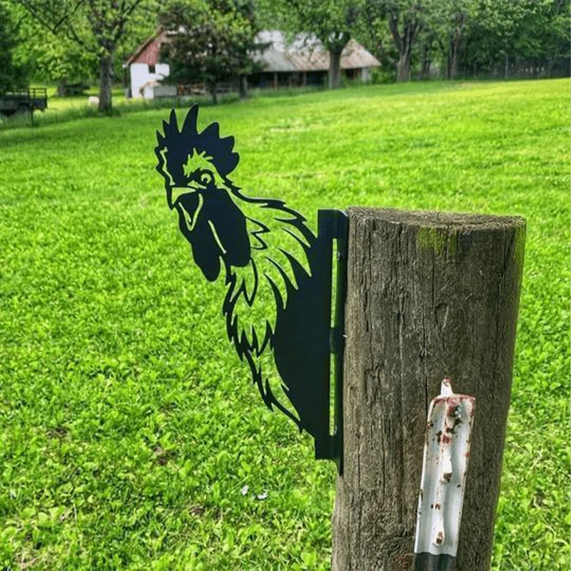 Metalen Boerderijdier Wanddecoratie 28x29cm Bruin Ijzer Tuinornament Rustiek Buitendecor Handgemaakt | Sansoti
