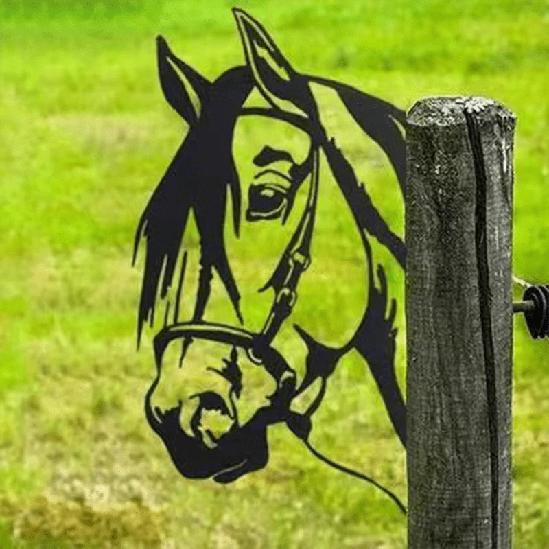 Metalen Boerderijdier Wanddecoratie 28x29cm Bruin Ijzer Tuinornament Rustiek Buitendecor Handgemaakt | Sansoti
