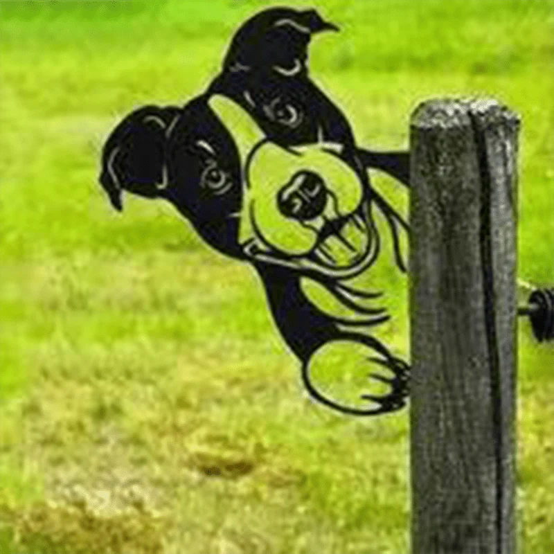Metalen Boerderijdier Wanddecoratie 28x29cm Bruin Ijzer Tuinornament Rustiek Buitendecor Handgemaakt | Sansoti