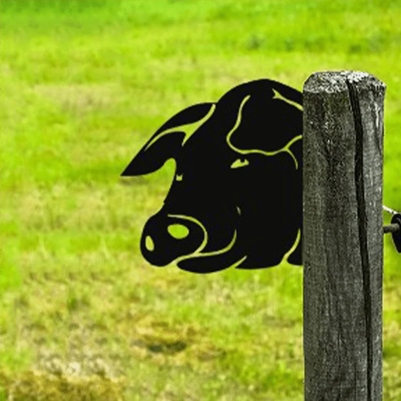 Metalen Boerderijdier Wanddecoratie 28x29cm Bruin Ijzer Tuinornament Rustiek Buitendecor Handgemaakt | Sansoti