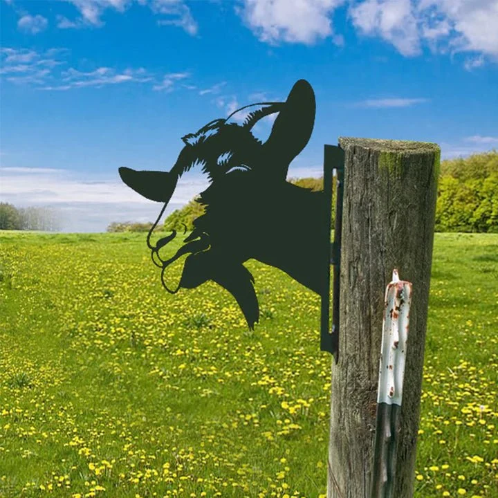 Metalen Boerderijdier Wanddecoratie 28x29cm Bruin Ijzer Tuinornament Rustiek Buitendecor Handgemaakt | Sansoti