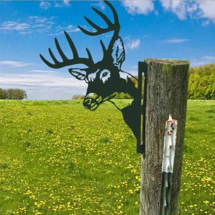 Metalen Boerderijdier Wanddecoratie 28x29cm Bruin Ijzer Tuinornament Rustiek Buitendecor Handgemaakt | Sansoti