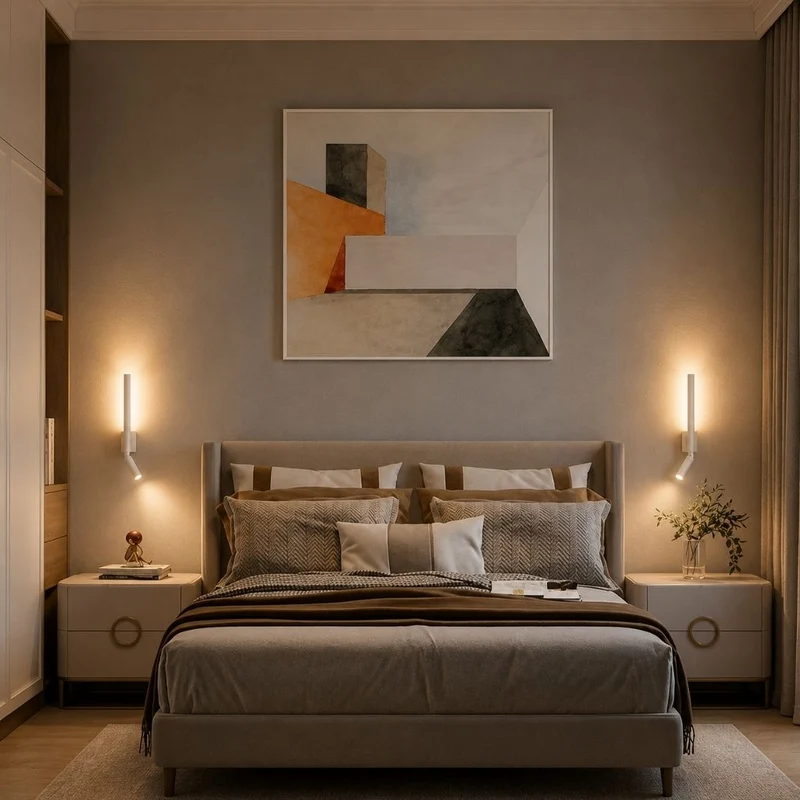 Wandlamp Slaapkamer met Draaibare Leeslamp 345° Rotatie Zwart Wit Aluminium Indirect Licht Moderne Verlichting | Sansoti