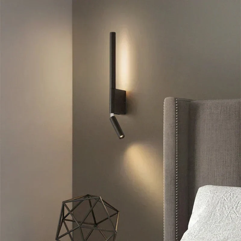 Wandlamp Slaapkamer met Draaibare Leeslamp 345° Rotatie Zwart Wit Aluminium Indirect Licht Moderne Verlichting | Sansoti