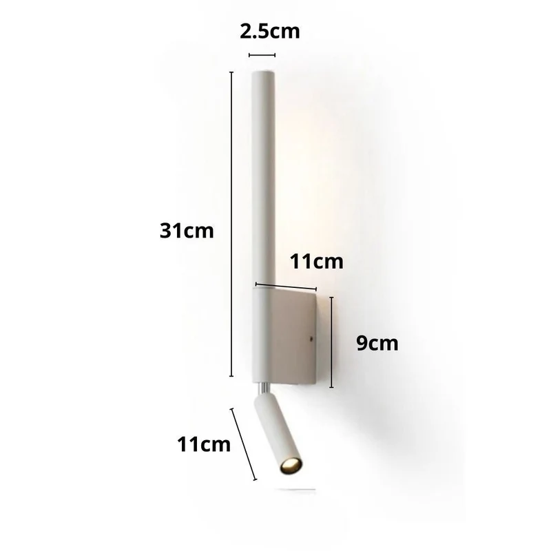Wandlamp Slaapkamer met Draaibare Leeslamp 345° Rotatie Zwart Wit Aluminium Indirect Licht Moderne Verlichting | Sansoti
