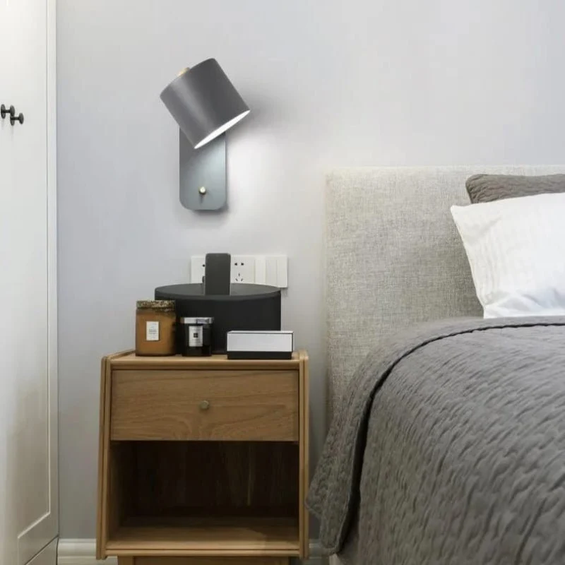 Wandlamp Hout Metaal Verstelbare Kap Schakelaar E27 Fitting Nordic Design Slaapkamer Hal Leesverlichting | Sansoti