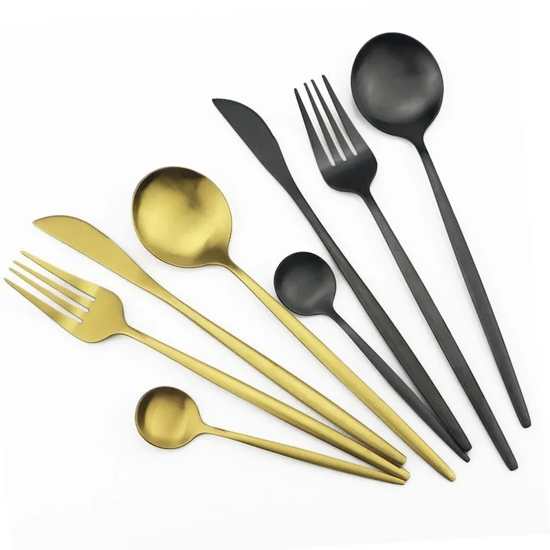 Bestek Set 30-delig Mat RVS Minimalistisch Design Dinerbestek Lepels Vorken Messen Vaatwasserbestendig Keuken | Sansoti