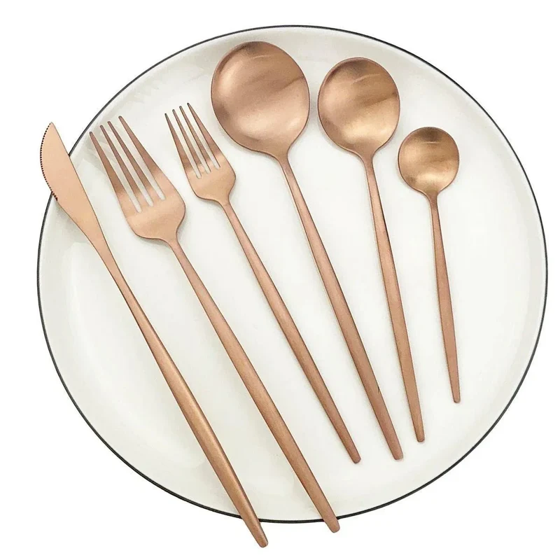Bestek Set 30-delig Mat RVS Minimalistisch Design Dinerbestek Lepels Vorken Messen Vaatwasserbestendig Keuken | Sansoti
