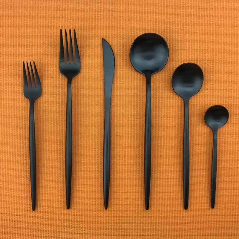 Bestek Set 30-delig Mat RVS Minimalistisch Design Dinerbestek Lepels Vorken Messen Vaatwasserbestendig Keuken | Sansoti