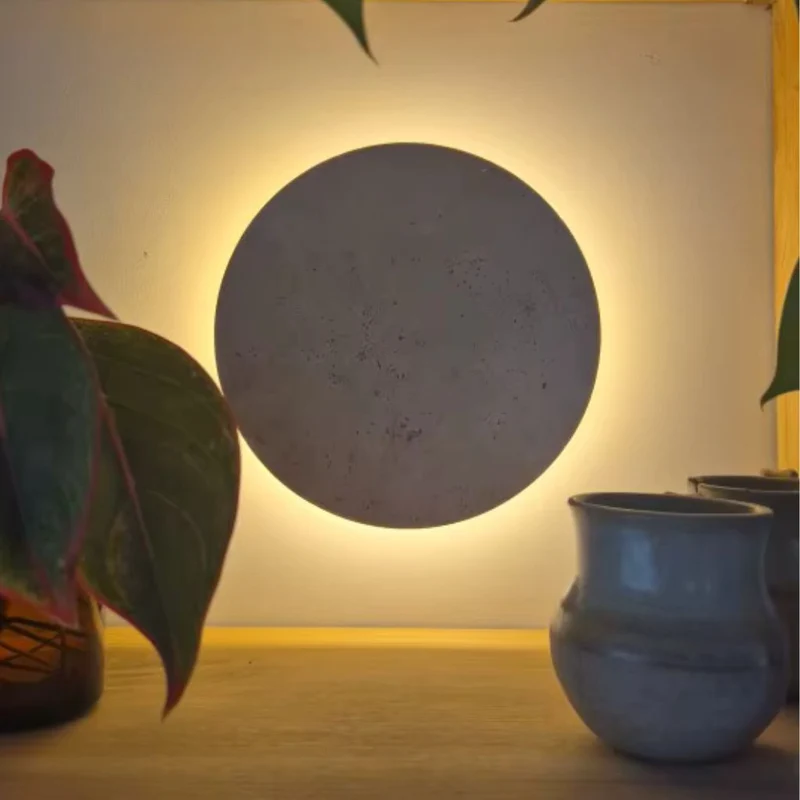 Ronde Wandlamp Natuursteen Travertin LED 20-30cm Warm Neutraal Koel Licht Sfeervol Modern Wandverlichting | Sansoti